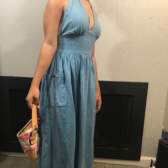 Urban Outfitters Blue Marilyn Monroe Style Halter Dress size S - Picture 1 of 8